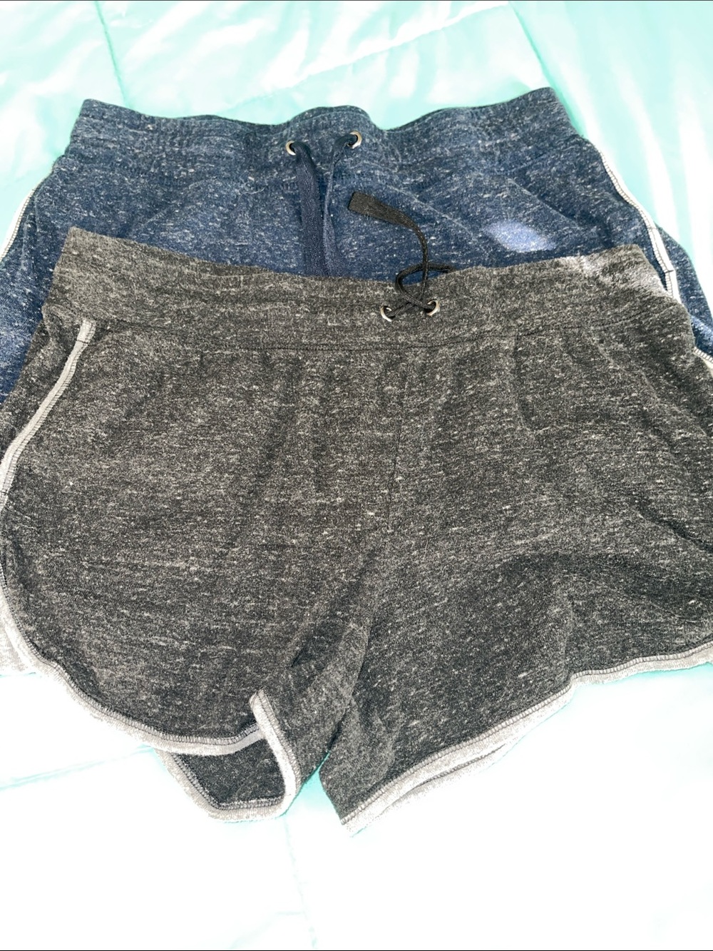 Athletic Works Women's Charcoal Gray and Navy Blue Heathered Athletic Shorts